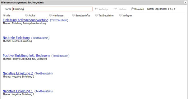 Anzeige von Wissensartikeln