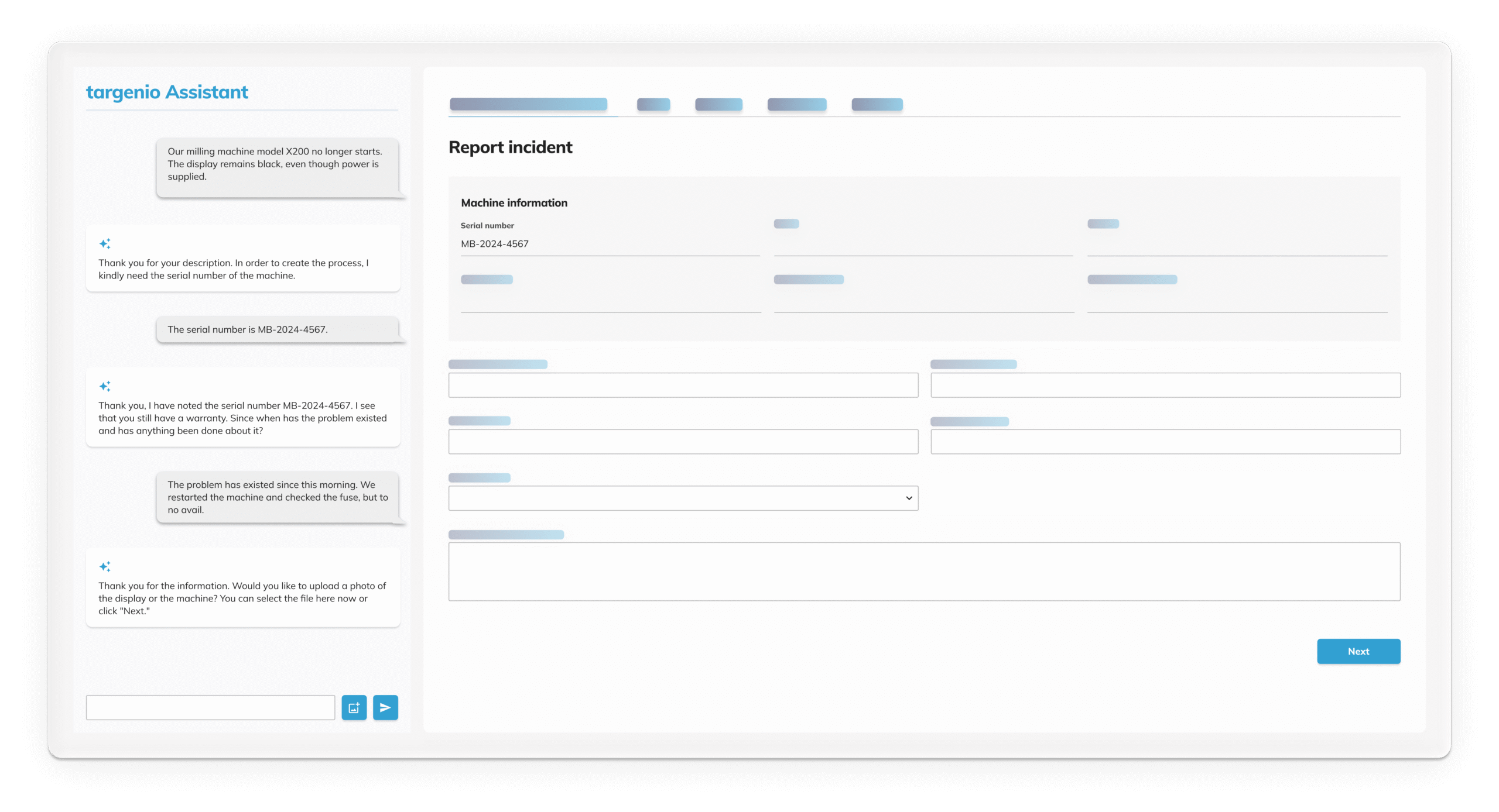 Ein Panel, auf dem man einen Chat und ein Formular sieht, über das Kunden mit Unternehmen agieren können